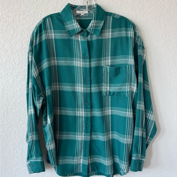 Z Supply Tops - Z Supply River Plaid Green Button Down Shirt Oversized